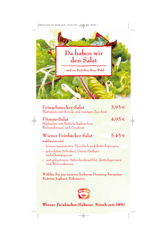Adhäsionsfolie Salat 8.3